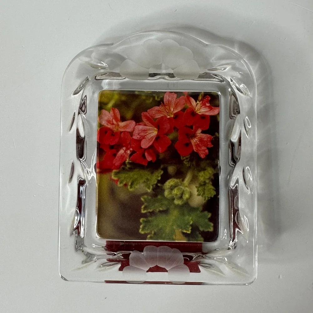Vtg Princess House Lead Crystal Picture Frame Heritage Romance Floral 2.25x3